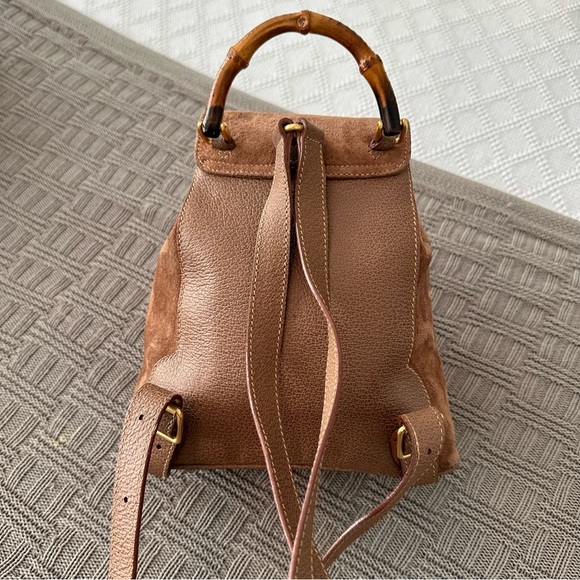 Authentic Gucci Mini Suede Bamboo Backpack - Picture 4 of 16